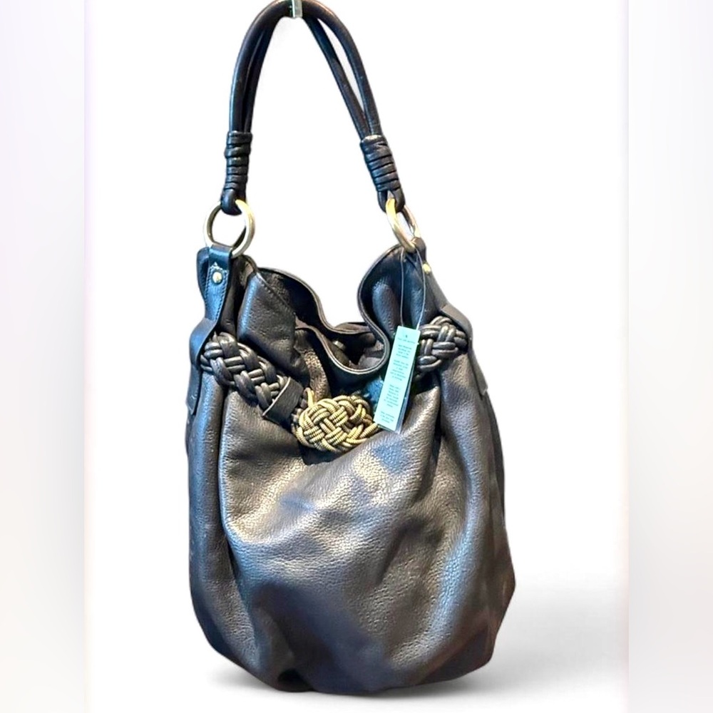NWT Aqua Madonna Braided Genuine Leather Shoulder Bag